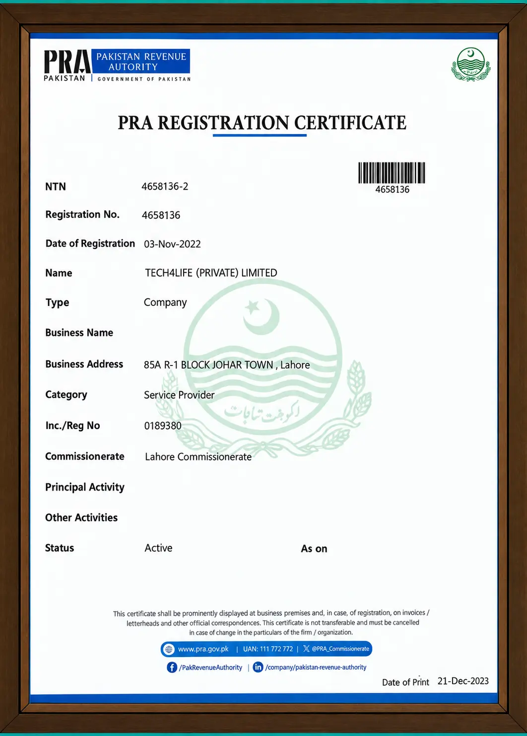 PRA Registration